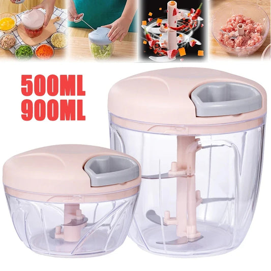 Manual Garlic Chopper – 500ML/900ML Hand-Powered Food Mincer for Garlic, Vegetables, Meat & More