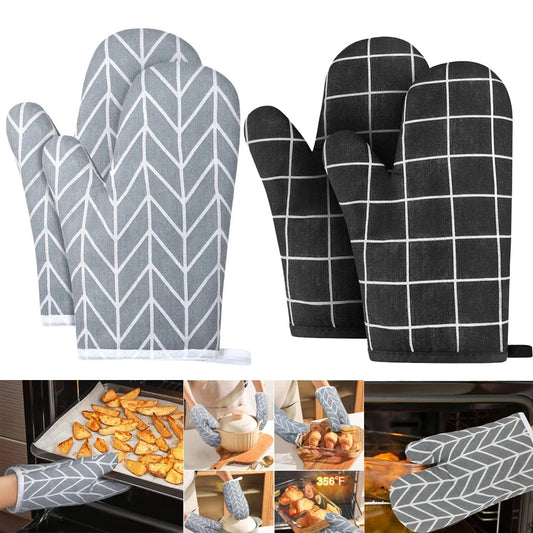 High-Temperature Resistant Oven Mitts – Linen Baking Gloves for Kitchen, Microwave & Grill Use