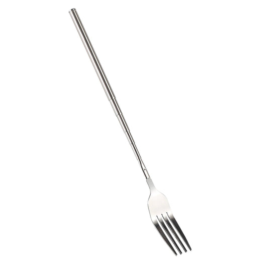 Telescopic Extendable Stainless Steel Fork – Adjustable 22cm to 64cm Long Handle for BBQ, Dinner, Fruit & Dessert