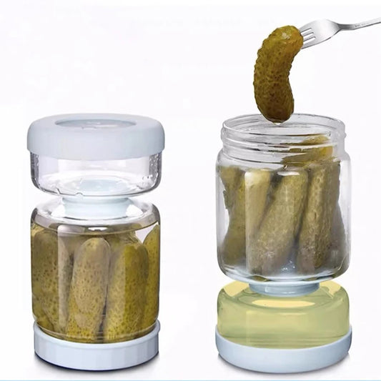 Hourglass Pickle Jar – Leakproof Dry & Wet Separator Dispenser for Pickles, Olives, and Food Storage