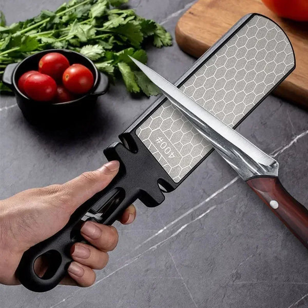5-in-1 Multi-Tool Knife Sharpener – Double-Sided Diamond Whetstone (400/1000 Grit) with Tungsten Steel & Ceramic Sharpening