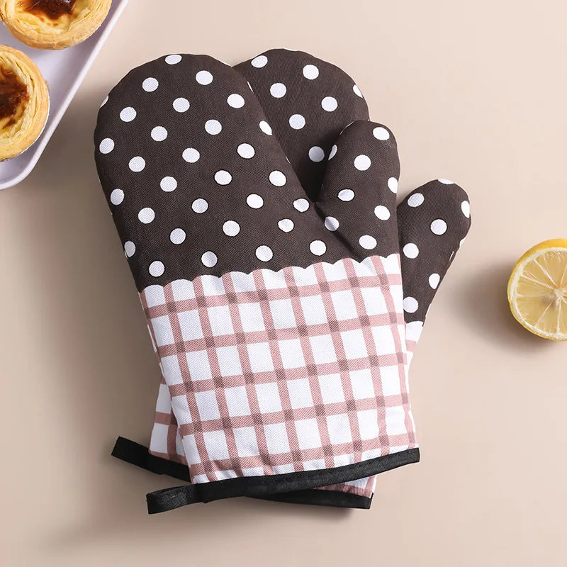 High-Temperature Resistant Oven Mitts – Linen Baking Gloves for Kitchen, Microwave & Grill Use