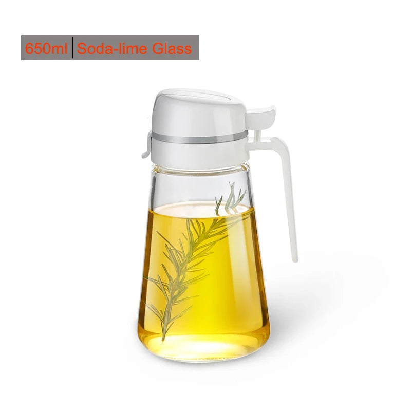 Auto-Flip Olive Oil Dispenser Bottle – Leakproof Glass Container for Cooking Oil, Soy Sauce, or Coffee Syrup