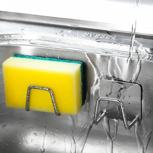 Stainless Steel Self-Adhesive Sponge Holder – Sink Rack & Organizer for Kitchen Sponges and Drain Accessories