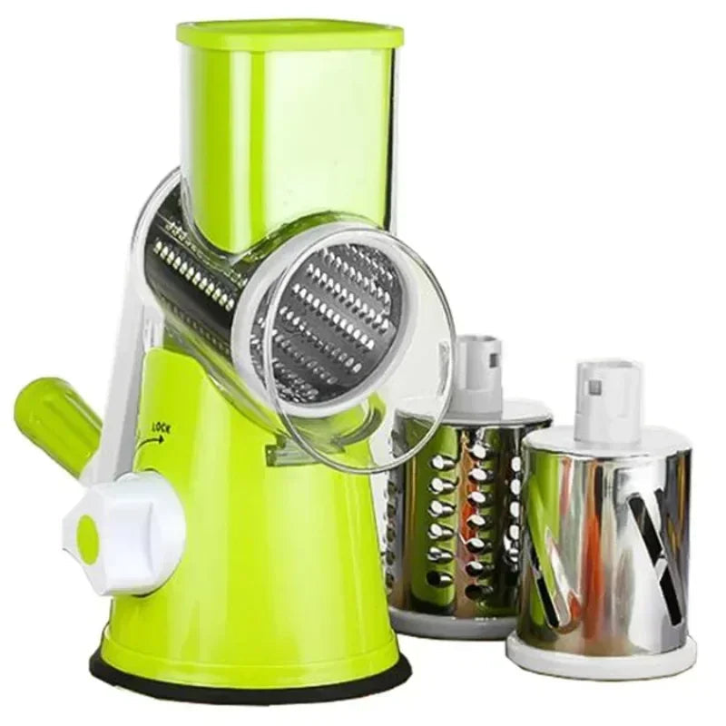 Manual Rotary Cheese Grater & Vegetable Slicer – Round Mandoline Shredder for Carrots, Potatoes, Veggies & More