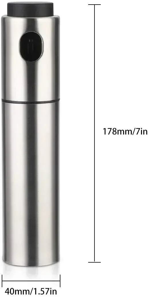 100ml 304 Stainless Steel Olive Oil Spray Bottle – BBQ & Kitchen Oil/Vinegar Dispenser with Fine Mist Diffuser
