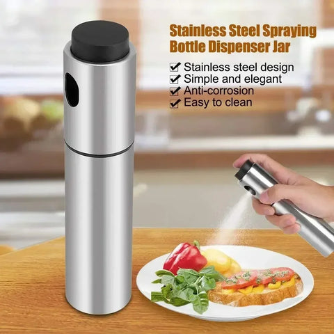 100ml 304 Stainless Steel Olive Oil Spray Bottle – BBQ & Kitchen Oil/Vinegar Dispenser with Fine Mist Diffuser