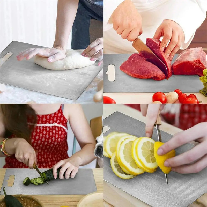 Titanium-Coated 304 Stainless Steel Cutting Board – Double-Sided, Thickened Food-Grade Chopping Board for Meat & Fruit