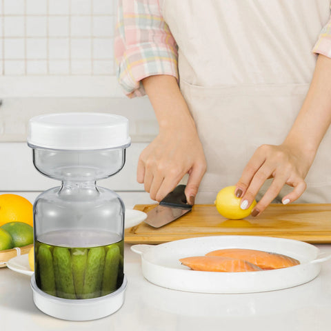 Hourglass Pickle Jar – Leakproof Dry & Wet Separator Dispenser for Pickles, Olives, and Food Storage