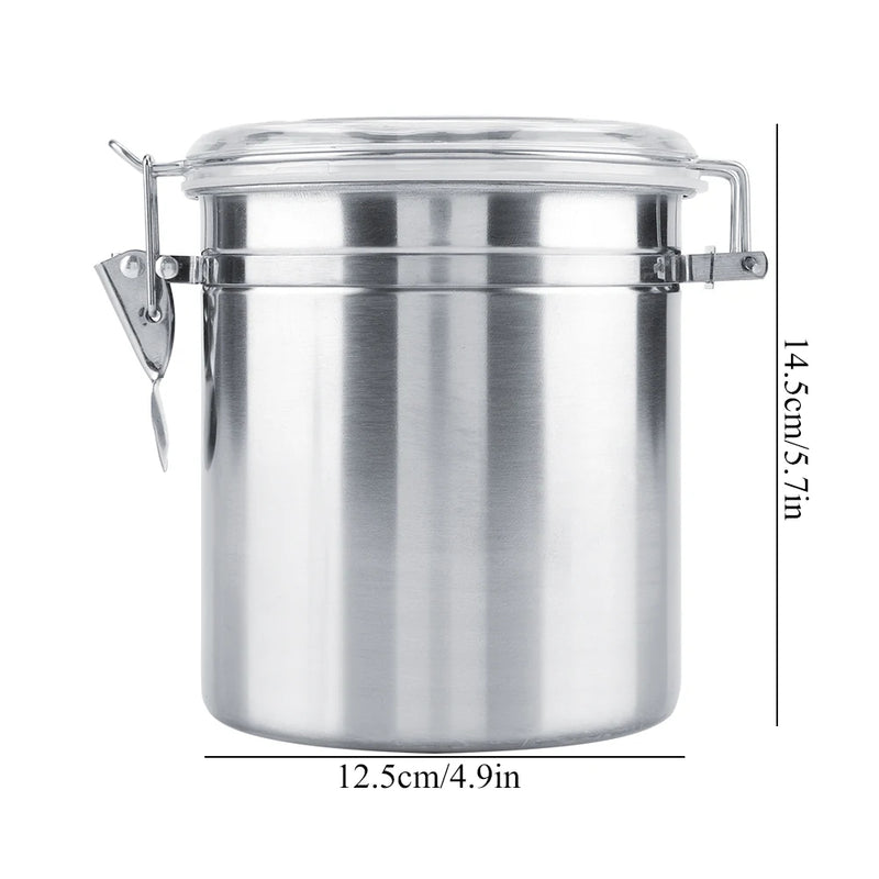 Stainless Steel Vacuum-Sealed Coffee Container – Airtight Storage Jar for Coffee Beans & Grounds, 800–1800ml Options