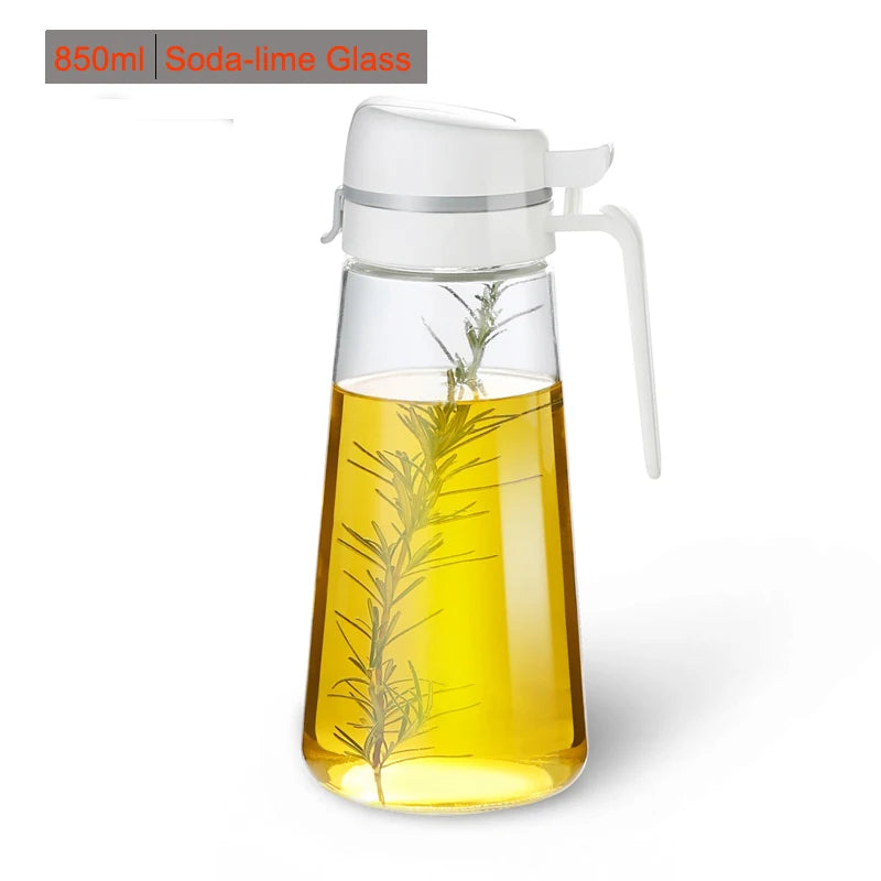 Auto-Flip Olive Oil Dispenser Bottle – Leakproof Glass Container for Cooking Oil, Soy Sauce, or Coffee Syrup