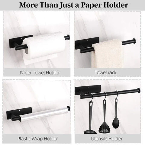 Punch-Free Paper Towel Holder – Under Cabinet Kitchen Roll Holder for Tissue, Foil & Wrap Storage
