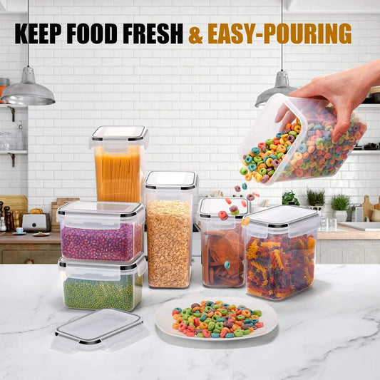 7-Piece BPA-Free Food Storage Container Set – Airtight Plastic Kitchen Boxes with Labels & Marker Pen