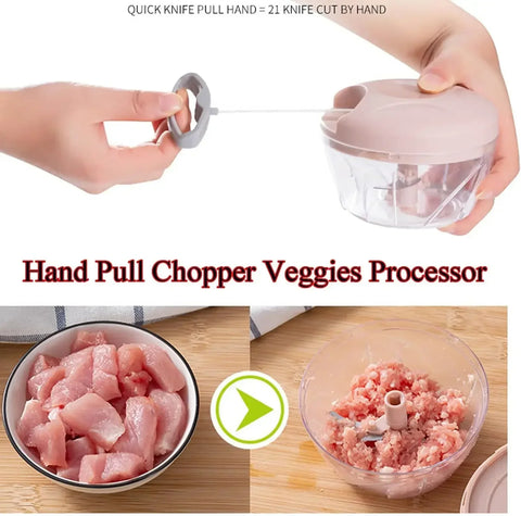 Manual Garlic Chopper – 500ML/900ML Hand-Powered Food Mincer for Garlic, Vegetables, Meat & More