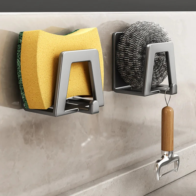 Stainless Steel Self-Adhesive Sponge Holder – Sink Rack & Organizer for Kitchen Sponges and Drain Accessories