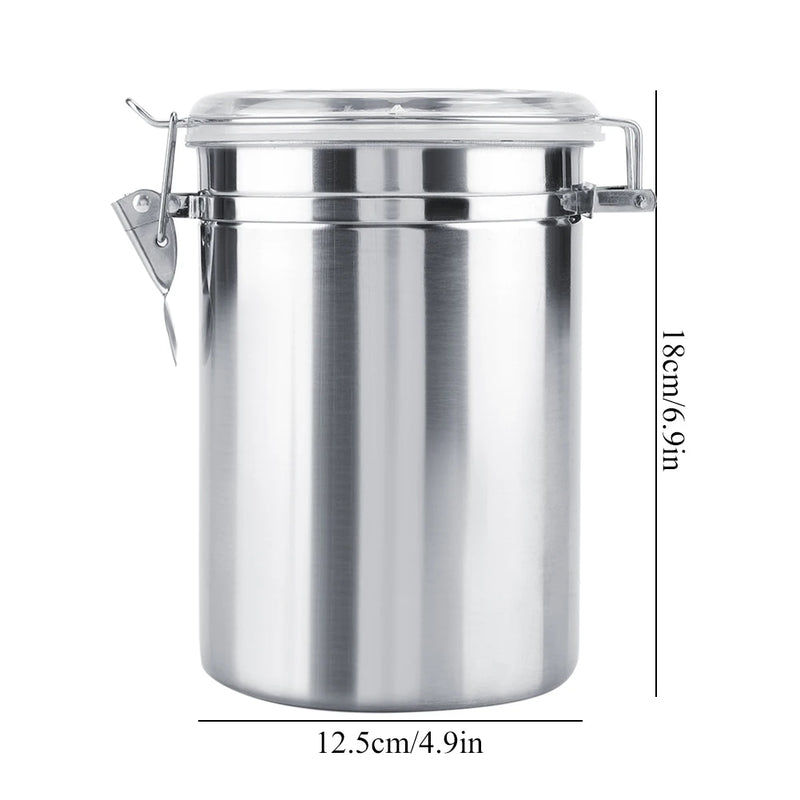 Stainless Steel Vacuum-Sealed Coffee Container – Airtight Storage Jar for Coffee Beans & Grounds, 800–1800ml Options