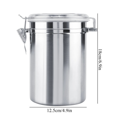 Stainless Steel Vacuum-Sealed Coffee Container – Airtight Storage Jar for Coffee Beans & Grounds, 800–1800ml Options
