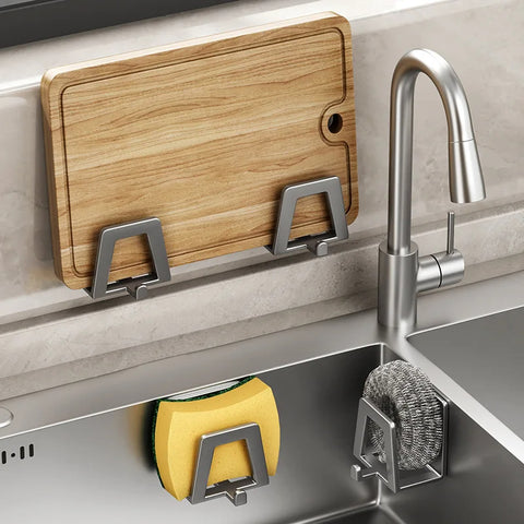 Stainless Steel Self-Adhesive Sponge Holder – Sink Rack & Organizer for Kitchen Sponges and Drain Accessories