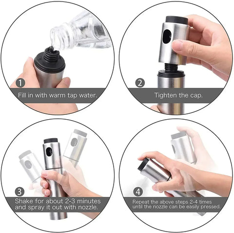 100ml 304 Stainless Steel Olive Oil Spray Bottle – BBQ & Kitchen Oil/Vinegar Dispenser with Fine Mist Diffuser