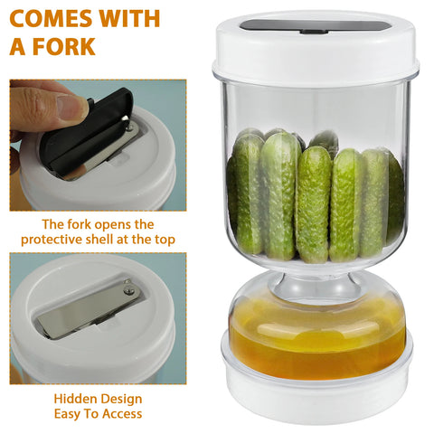 Hourglass Pickle Jar – Leakproof Dry & Wet Separator Dispenser for Pickles, Olives, and Food Storage