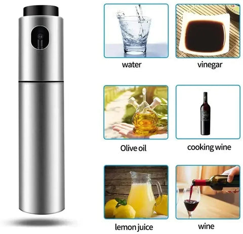 100ml 304 Stainless Steel Olive Oil Spray Bottle – BBQ & Kitchen Oil/Vinegar Dispenser with Fine Mist Diffuser