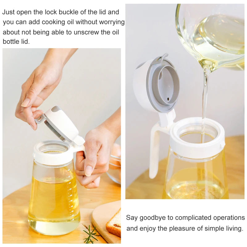 Auto-Flip Olive Oil Dispenser Bottle – Leakproof Glass Container for Cooking Oil, Soy Sauce, or Coffee Syrup