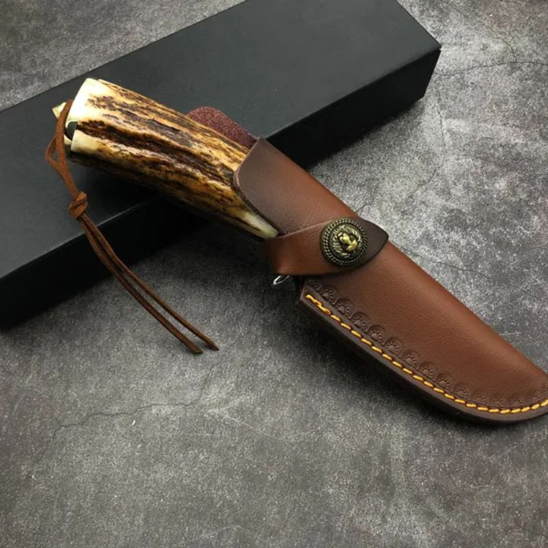 Handmade VG10 Damascus  With Leather for Camping Outdoor Hunting - Kemp Knives™