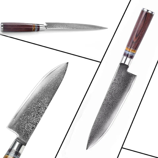 GRANDSHARP 67-Layer Japanese Damascus Steel Chef Knife Set - Traditional Chinese Style