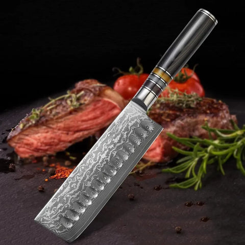 7-Inch VG10 Damascus Steel Chef Knife Set - Sharp Japanese Kitchen Knives