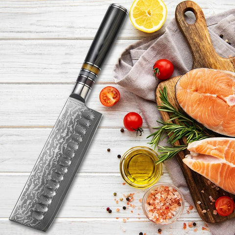 7-Inch VG10 Damascus Steel Chef Knife Set - Sharp Japanese Kitchen Knives