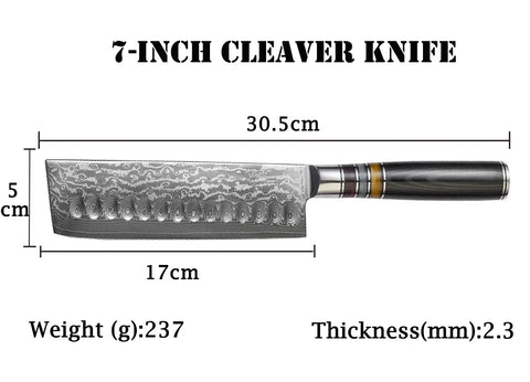 7-Inch VG10 Damascus Steel Chef Knife Set - Sharp Japanese Kitchen Knives