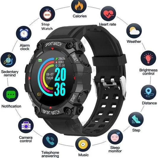 FD68S Smart Watch for Men & Women – Touch Screen Fitness Tracker, Waterproof Bluetooth Sports Bracelet for Android