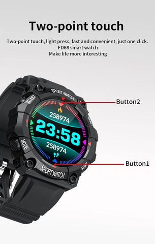 FD68S Smart Watch for Men & Women – Touch Screen Fitness Tracker, Waterproof Bluetooth Sports Bracelet for Android
