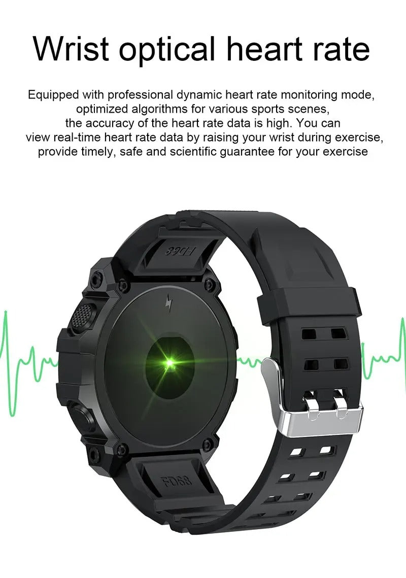 FD68S Smart Watch for Men & Women – Touch Screen Fitness Tracker, Waterproof Bluetooth Sports Bracelet for Android