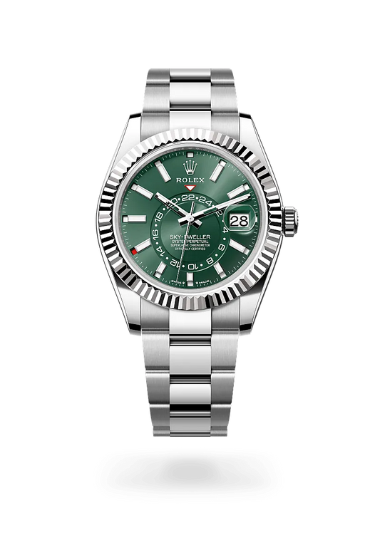 Sky-Dweller – 42 mm White Rolesor | Dual Time Zone Watch in Oystersteel and 18 ct White Gold