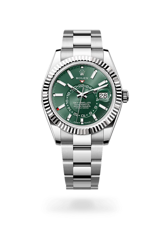Sky-Dweller – 42 mm White Rolesor | Dual Time Zone Watch in Oystersteel and 18 ct White Gold