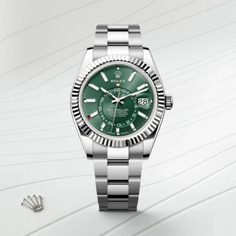 Sky-Dweller – 42 mm White Rolesor | Dual Time Zone Watch in Oystersteel and 18 ct White Gold