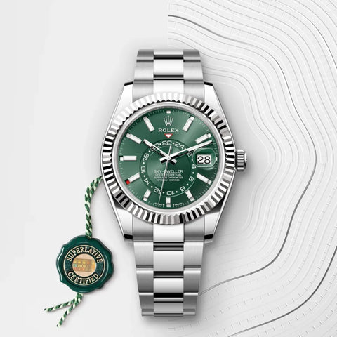Sky-Dweller – 42 mm White Rolesor | Dual Time Zone Watch in Oystersteel and 18 ct White Gold