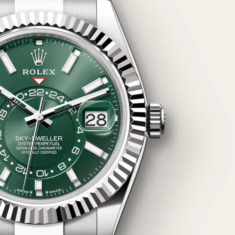 Sky-Dweller – 42 mm White Rolesor | Dual Time Zone Watch in Oystersteel and 18 ct White Gold